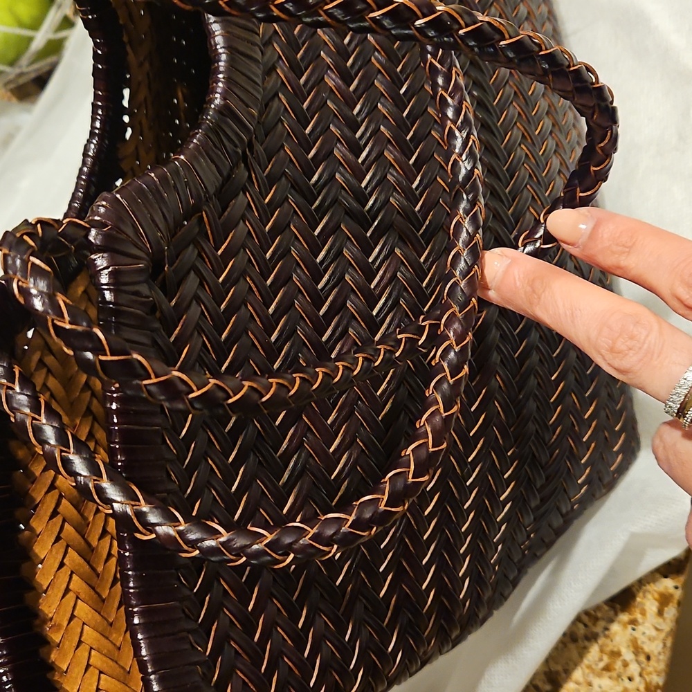 Nwt Split Leather Woven Bag - Picture 4 of 11